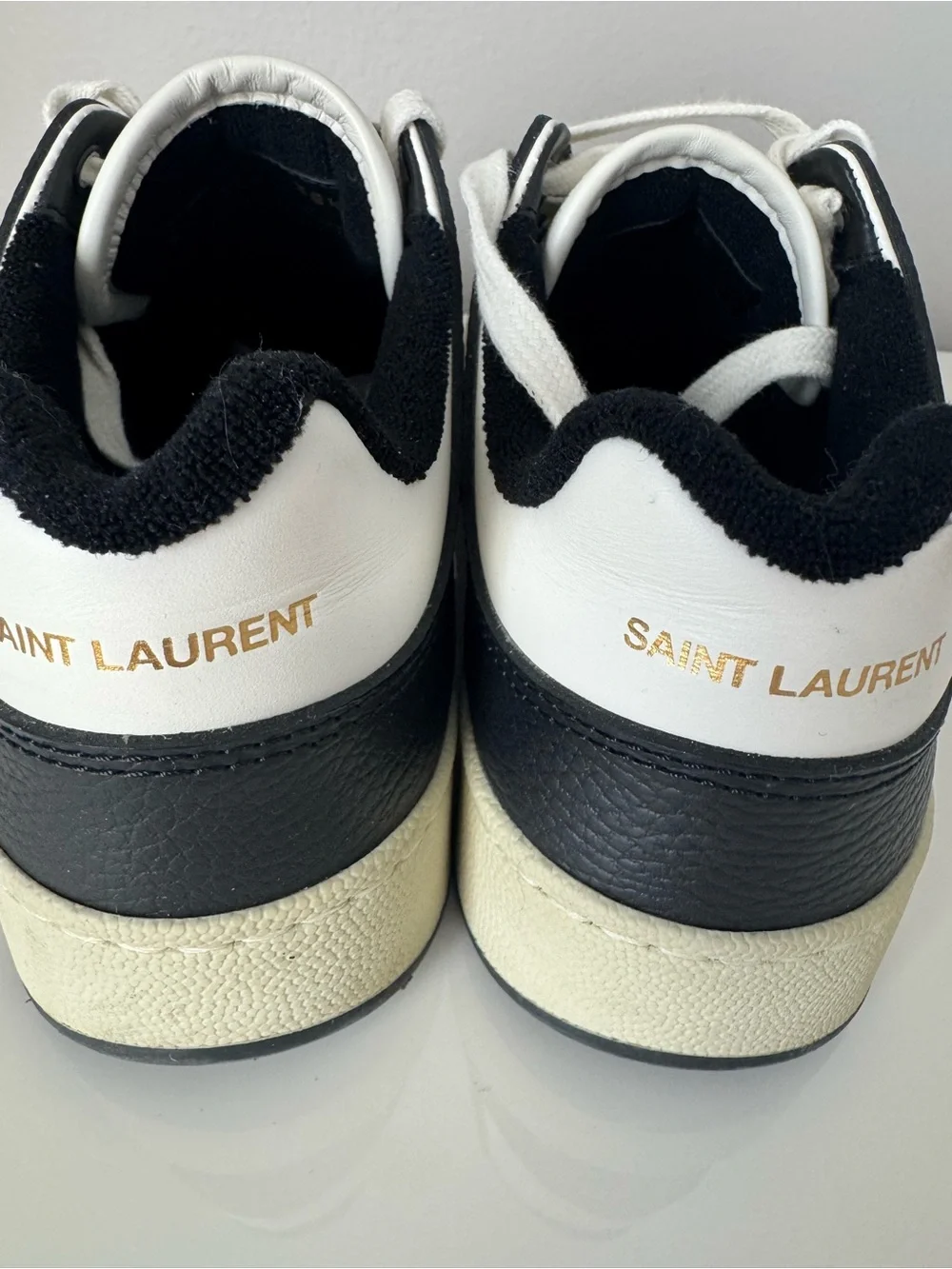 Saint Laurent Black & White Low-Top Sneakers for Women